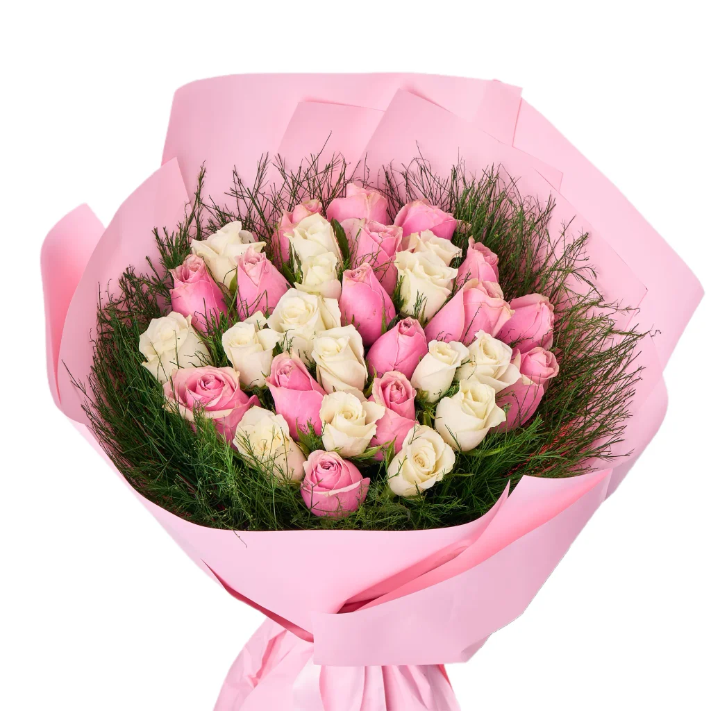 31’li Pembe Beyaz Gül - 3