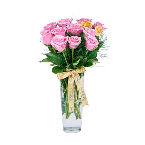 Paşabahçe Vazoda 11’li Pembe Gül