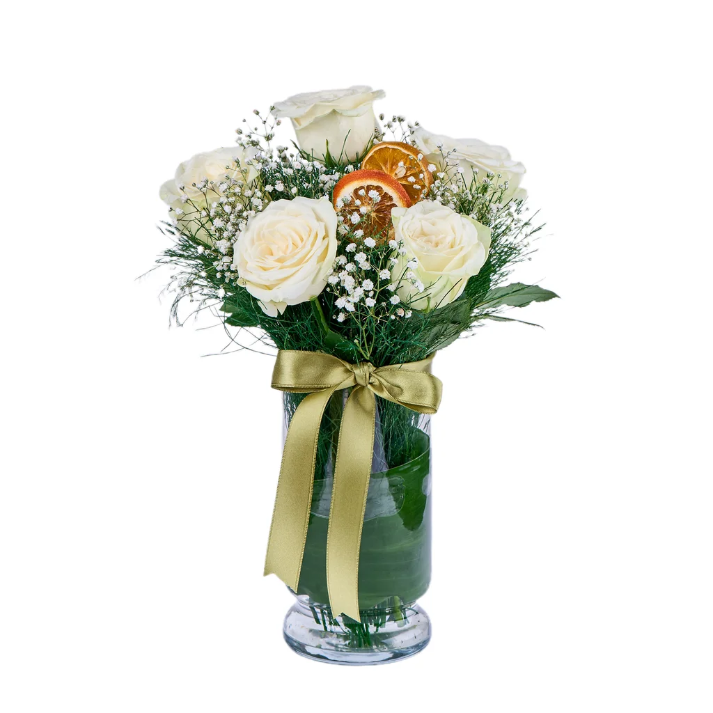 White Roses Vase