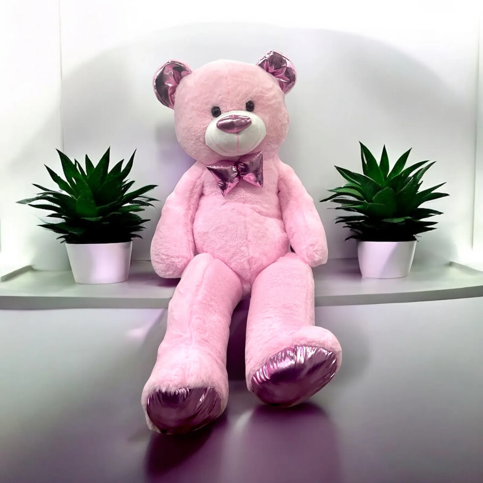 Pembe Papyonlu Peluş Ayıcık (100 cm)