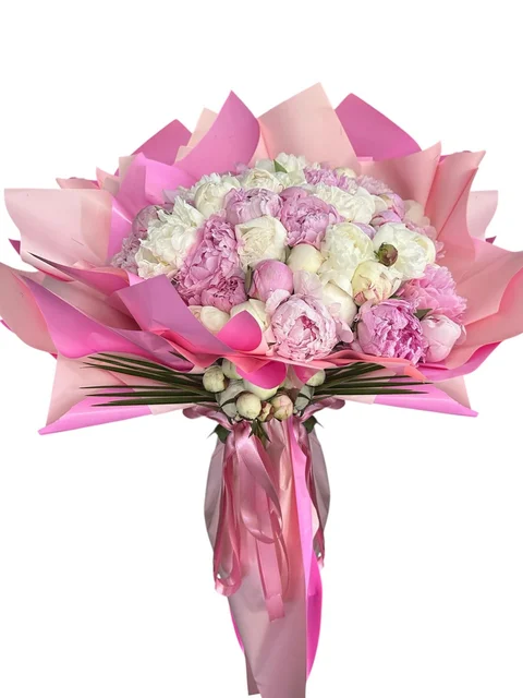 51'li Pembe Beyaz Şakayık Buketi