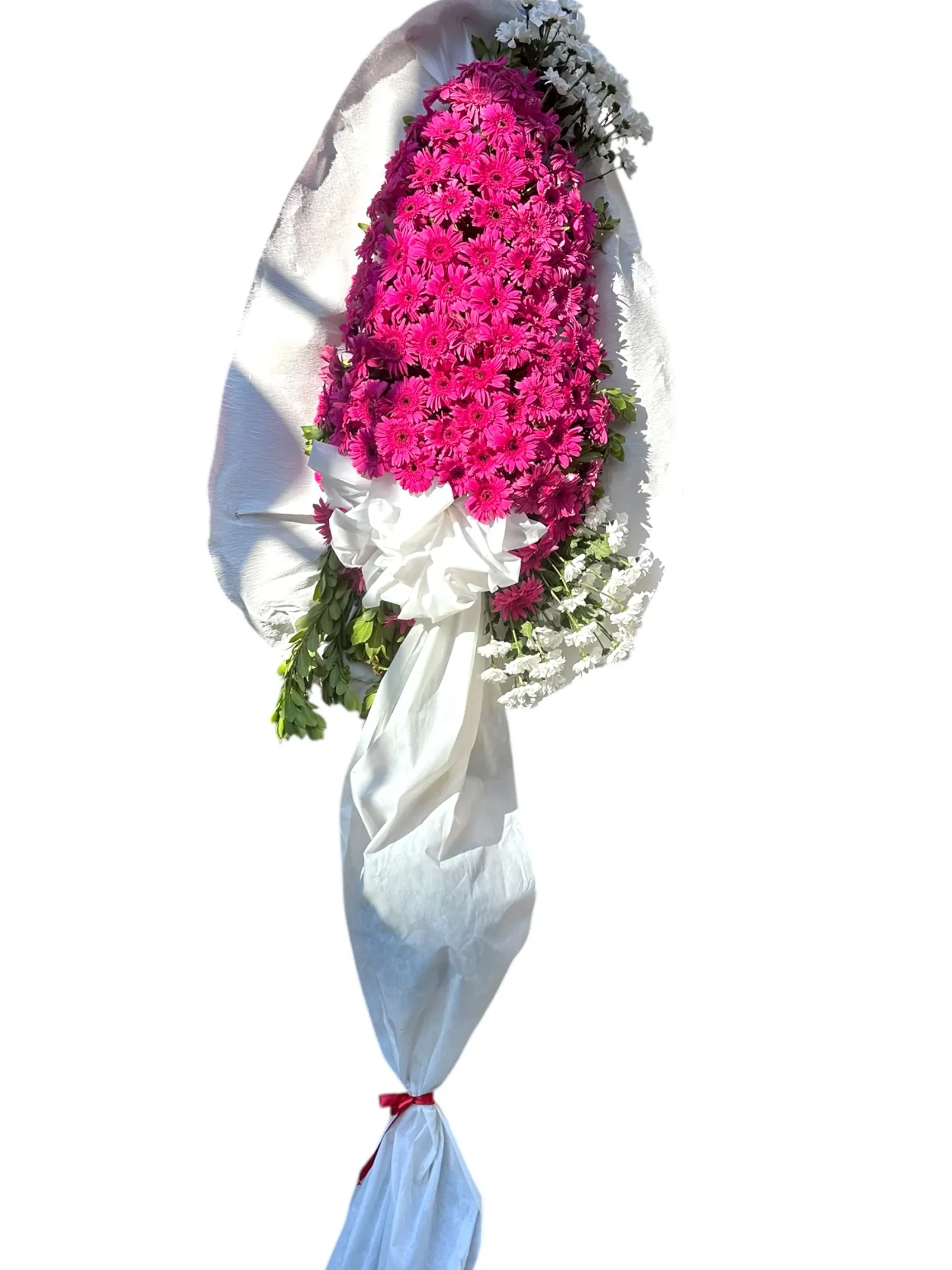 Pembe Gerbera Tek Kat Çelenk