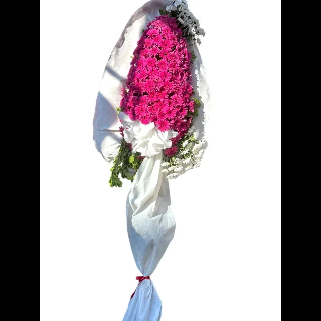 Pembe Gerbera Tek Kat Çelenk