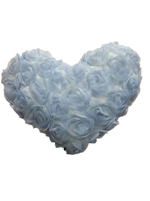 Mavi Kalp Güllü Yastık