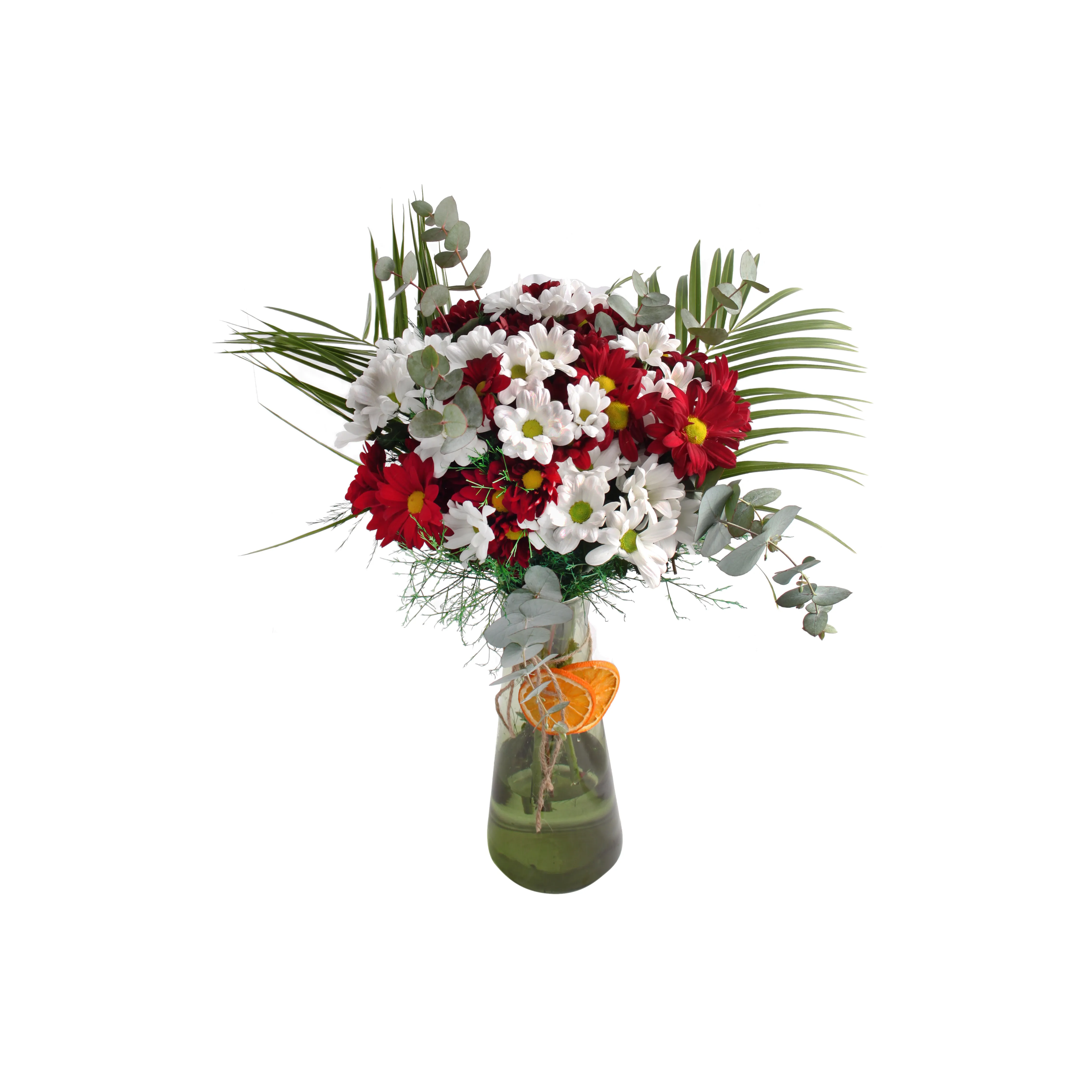 Vazoda Bordo Beyaz Papatya - 6