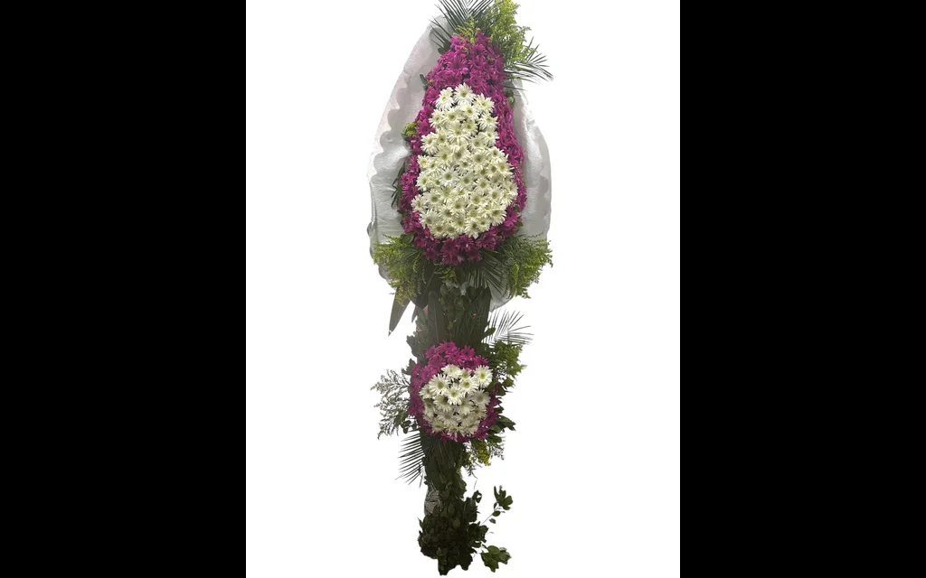 Pembe-Beyaz Gerberalar Çift Katlı Çelenk