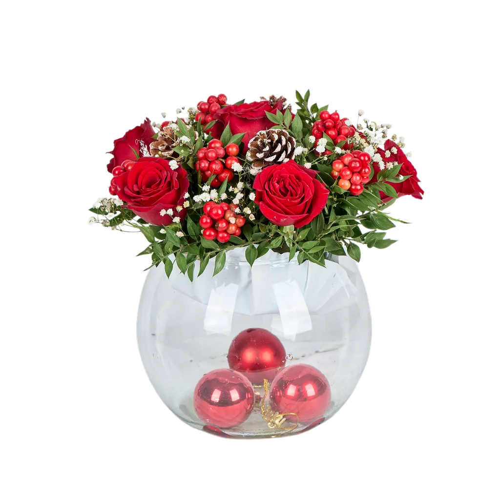 Vazoda Kırmızı Gül & Kokina