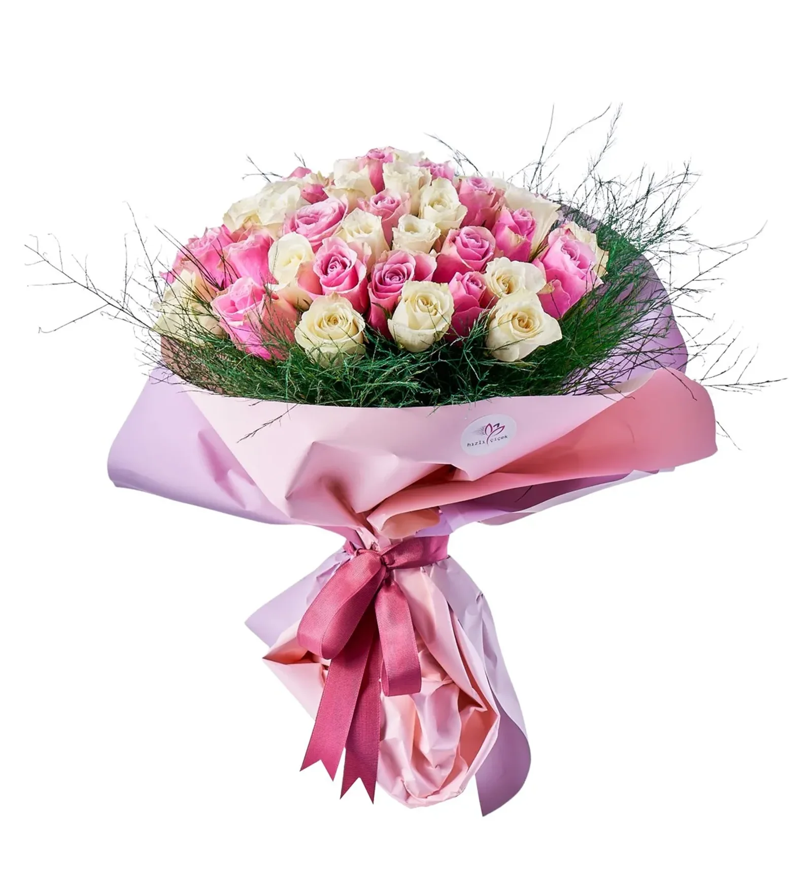 51’li Pembe Beyaz Gül Buketi