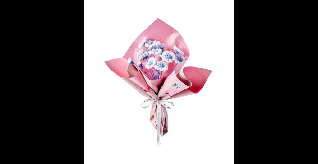 El Örgüsü Mavi Papatya Buketi