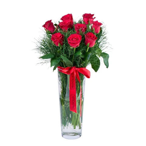 Vazoda 9’lu Kırmızı Gül