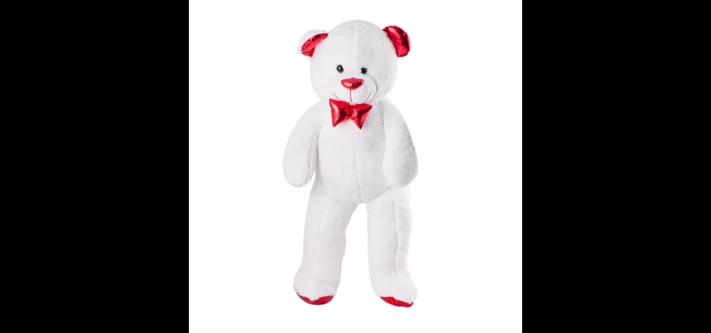 Beyaz Papyonlu Peluş Ayıcık (100 cm)