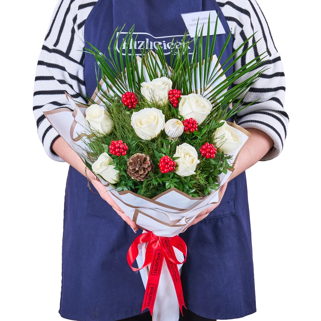 Beyaz Gül ve Kokina Buketi