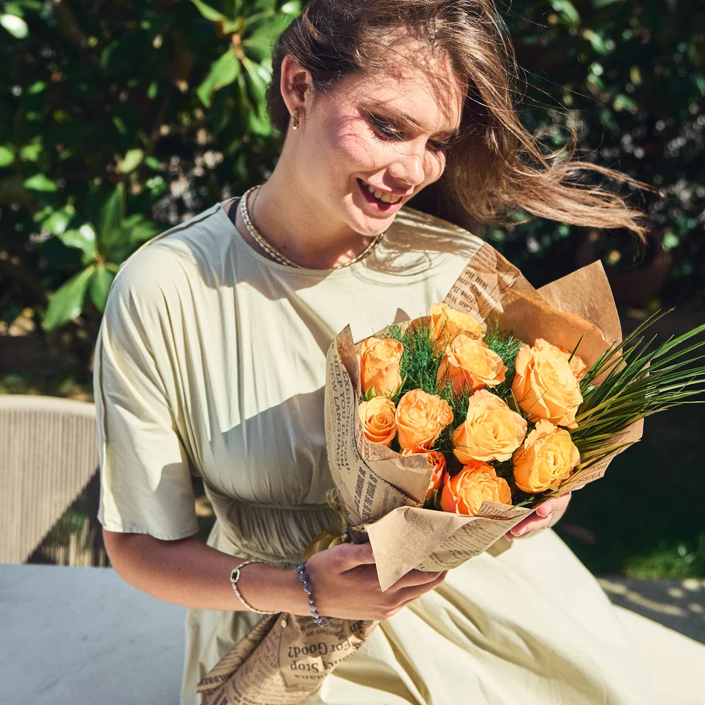 Happiness Turuncu Gül Buketi