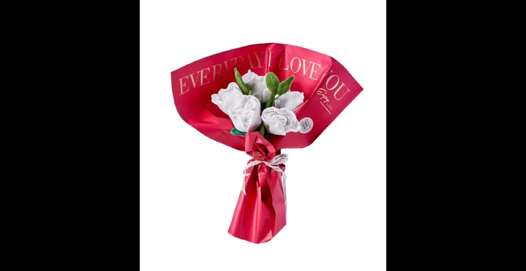 El Örgüsü Beyaz Gül Buketi