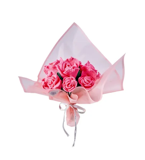 El Örgüsü Pembe Gül Buketi