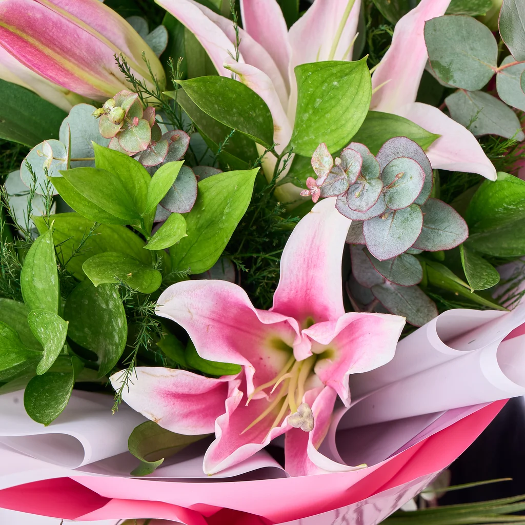 Pembe Lilyum Buketi - 4