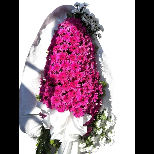 Pembe Gerbera Tek Kat Çelenk - 2