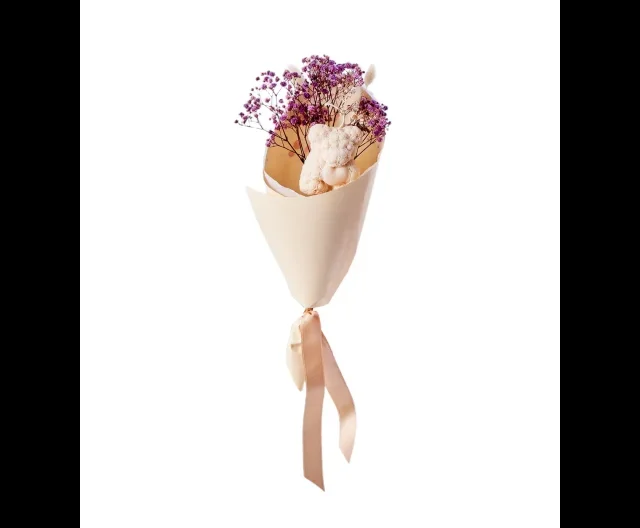 Purple Bear Mum Buketi