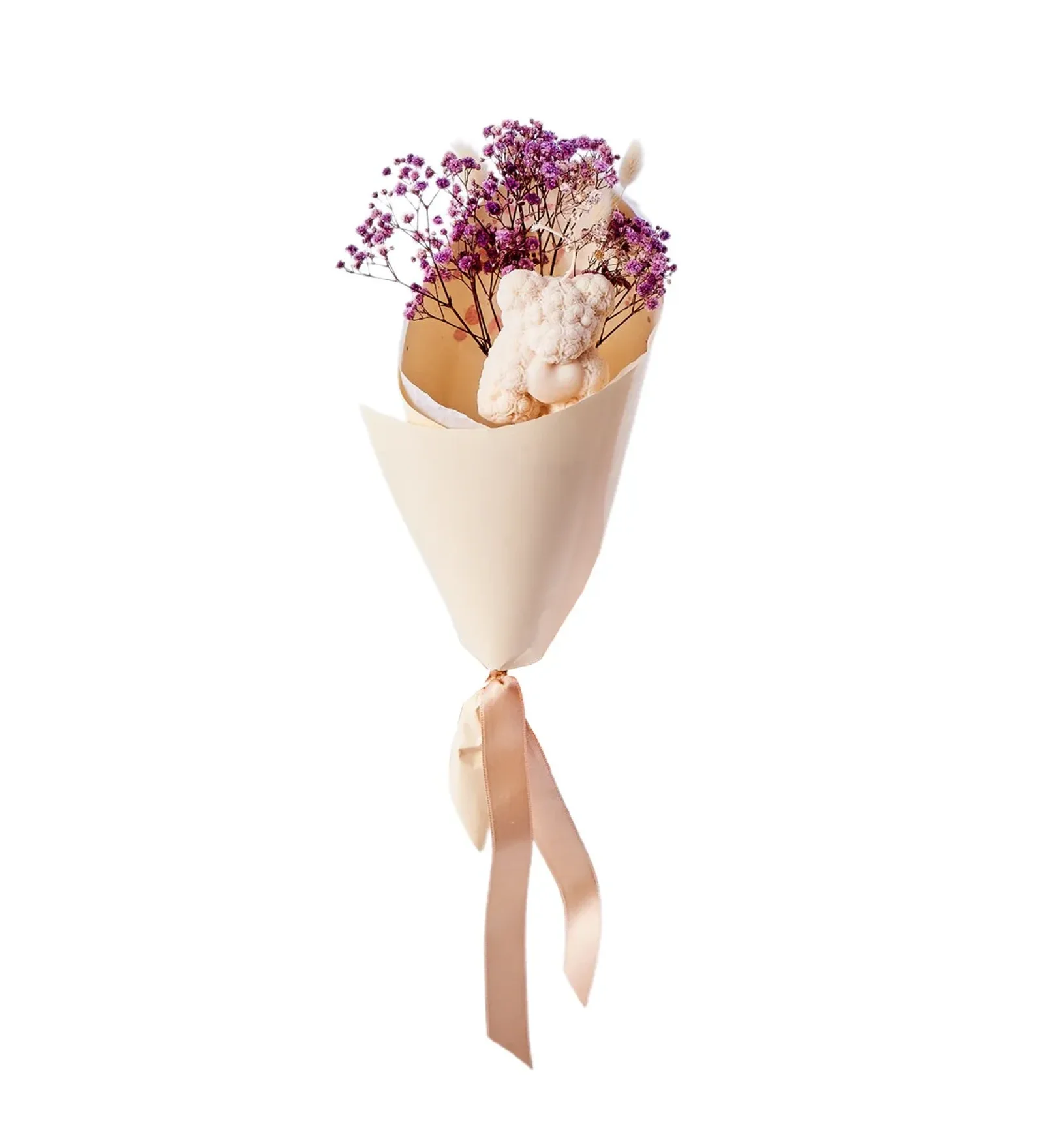 Purple Bear Mum Buketi