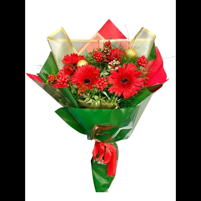 Kırmızı Gerbera & Kokina Buketi