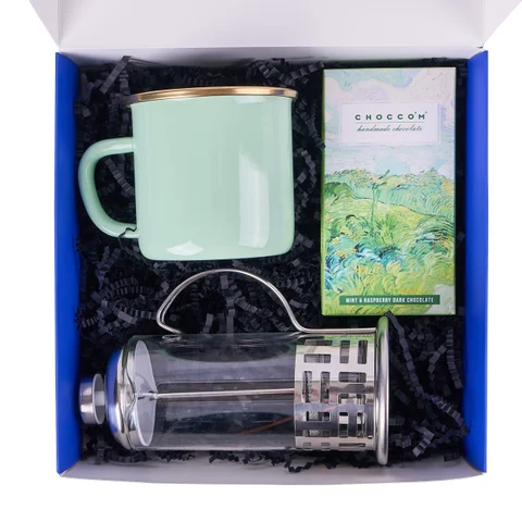 Turkuaz Kupalı Kahve & Çikolata Hediye Seti