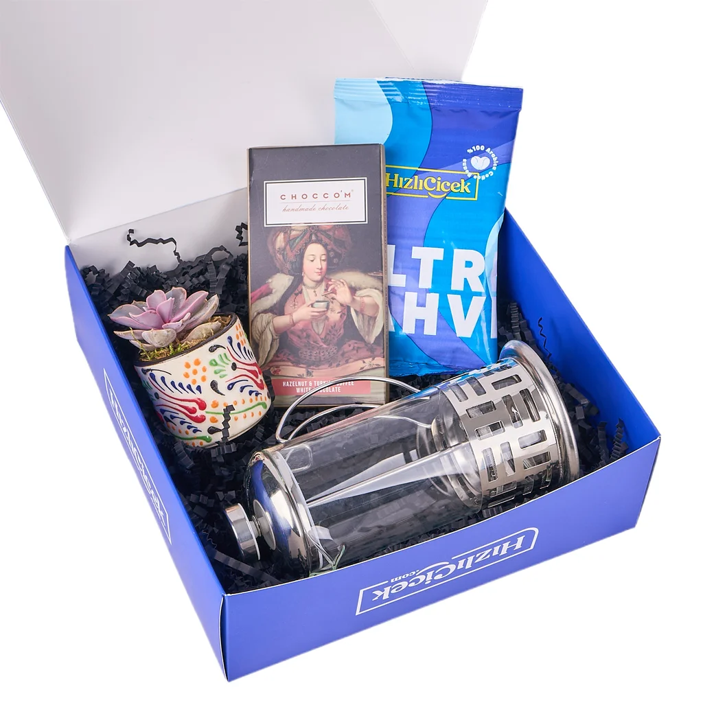 Filtre Kahve Seti & Sukulent Hediye Kutusu