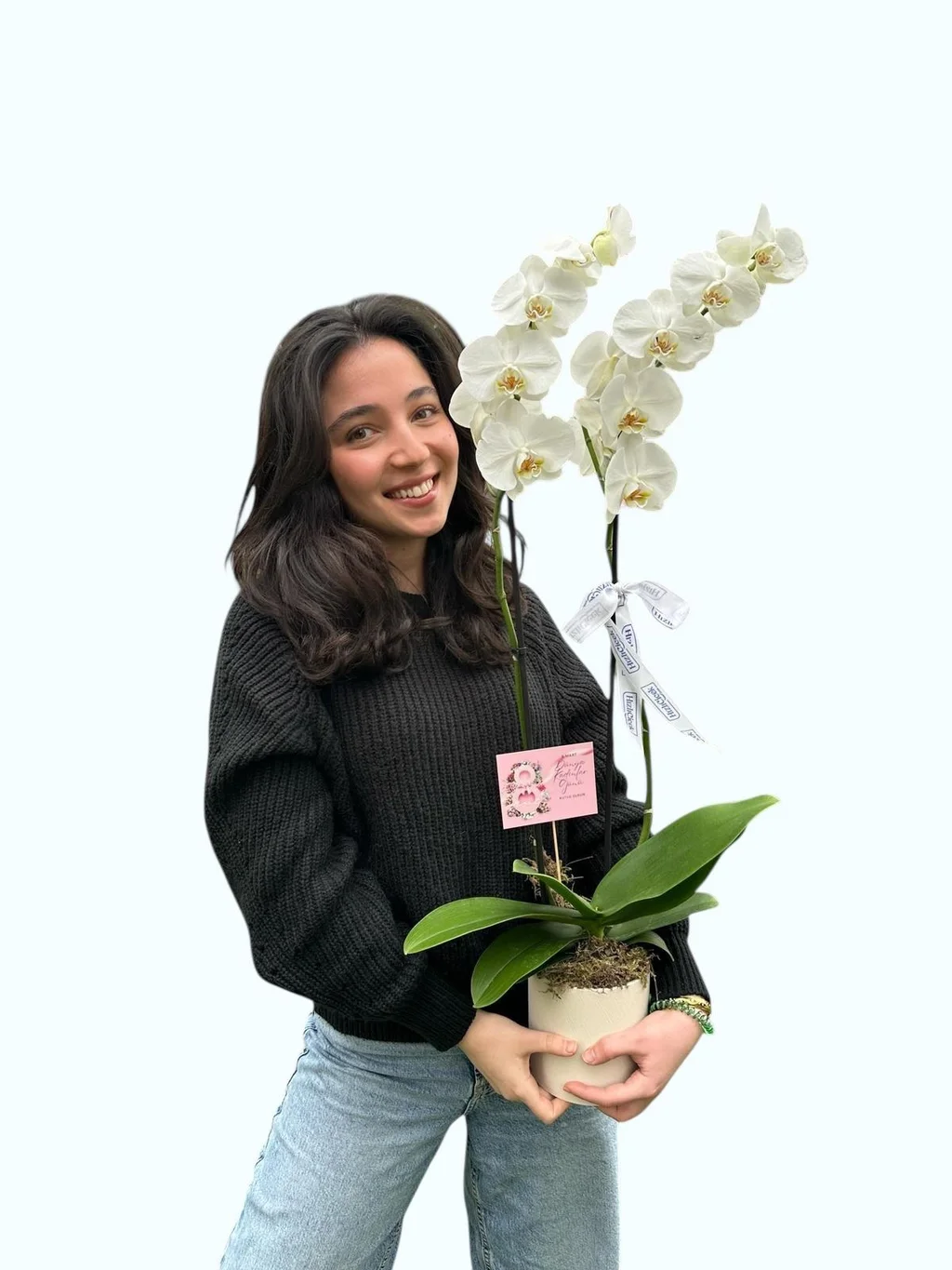 Kadınlar Günü Çift Dallı Beyaz Orkide