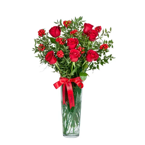 Red Rose & Kokina Bliss (Paşabahçe vazoda)