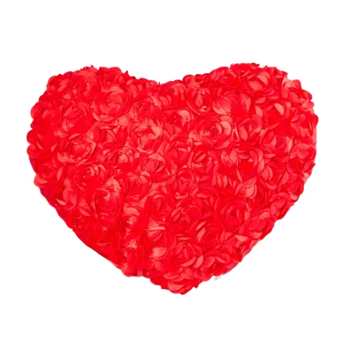 Kırmızı Kalp Güllü Yastık