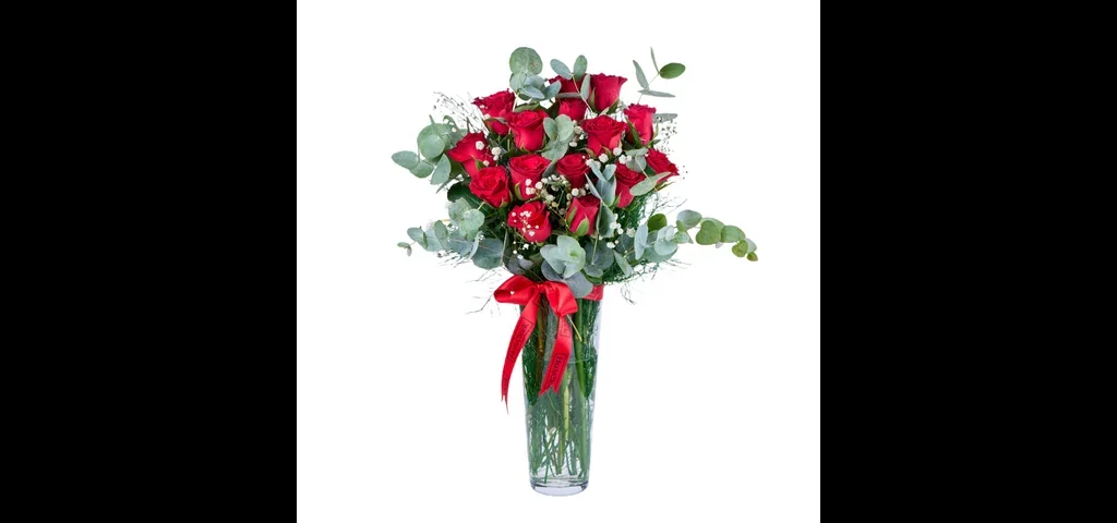 Paşabahçe Vazoda 15'li Kırmızı Gül