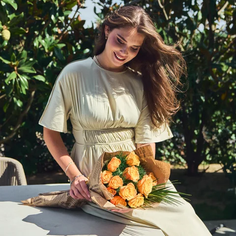 Happiness Turuncu Gül Buketi