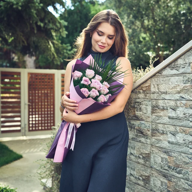 Lux Lila Gül Buketi - 2