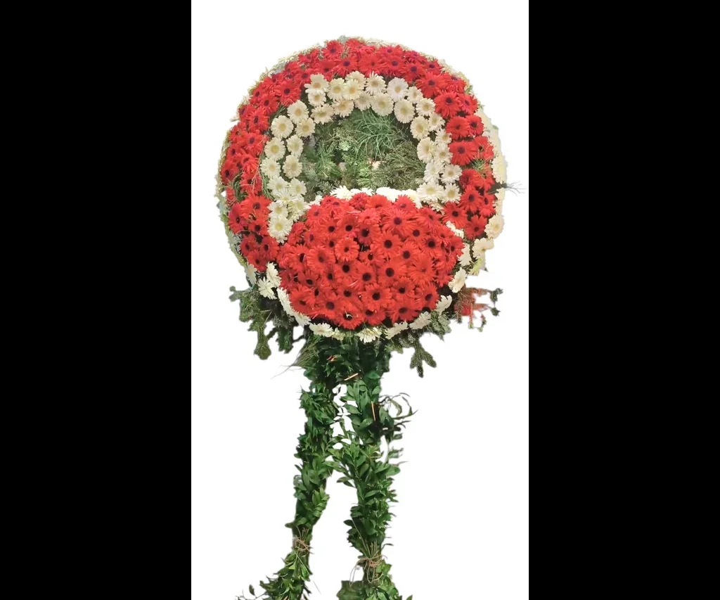 Kırmızı Beyaz Gerberalar Cenaze Çelengi