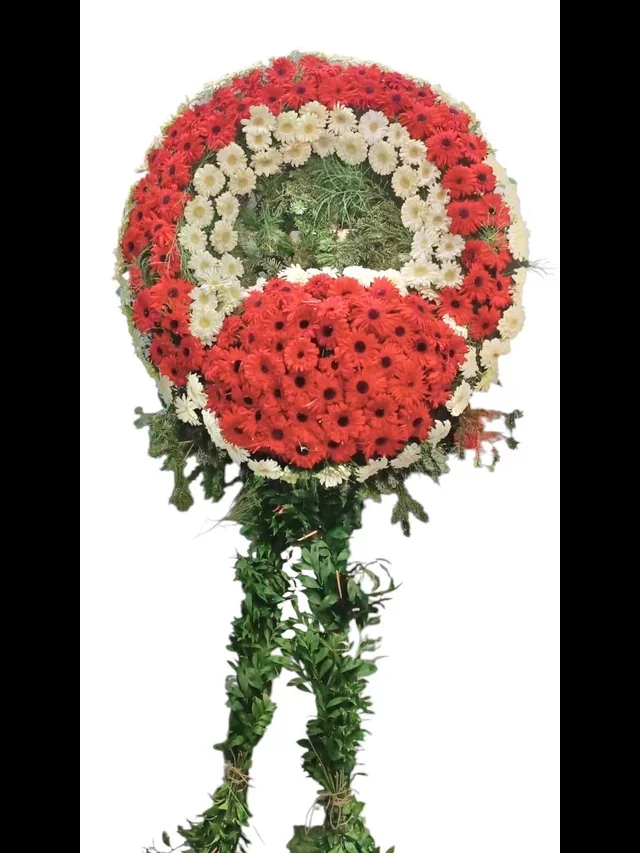 Kırmızı Beyaz Gerberalar Cenaze Çelengi