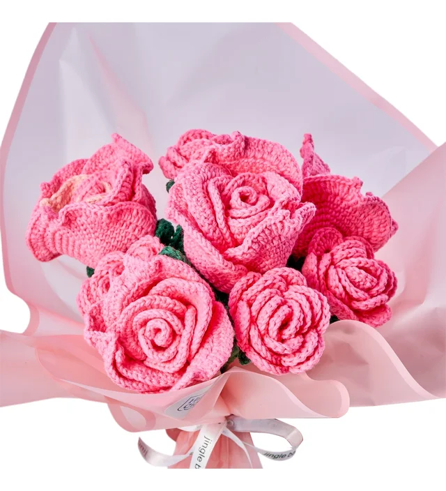 El Örgüsü Pembe Gül Buketi - 2