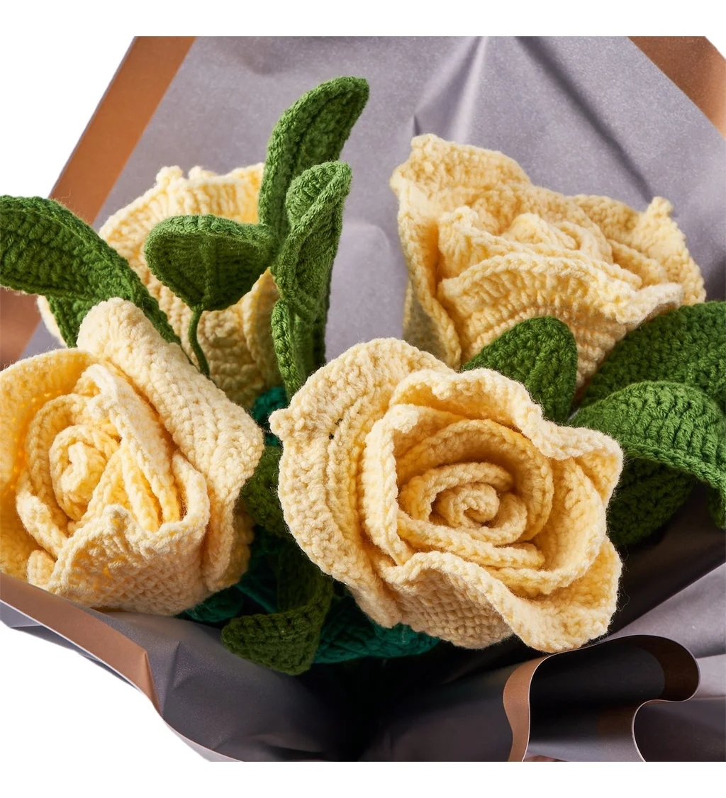 El Örgüsü Sarı Gül Buketi - 4